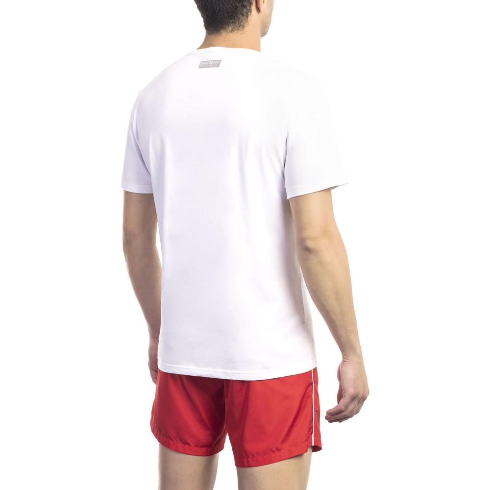 Bikkembergs Chic White Front Print Tee with Back Logo Detail white-cotton-t-shirt-9
