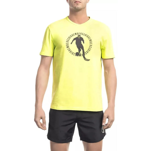 Bikkembergs Radiant Yellow Cotton Blend Printed T-Shirt yellow-cotton-t-shirt