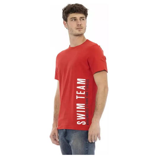Bikkembergs Vibrant Red Front Print Tee red-cotton-t-shirt-3