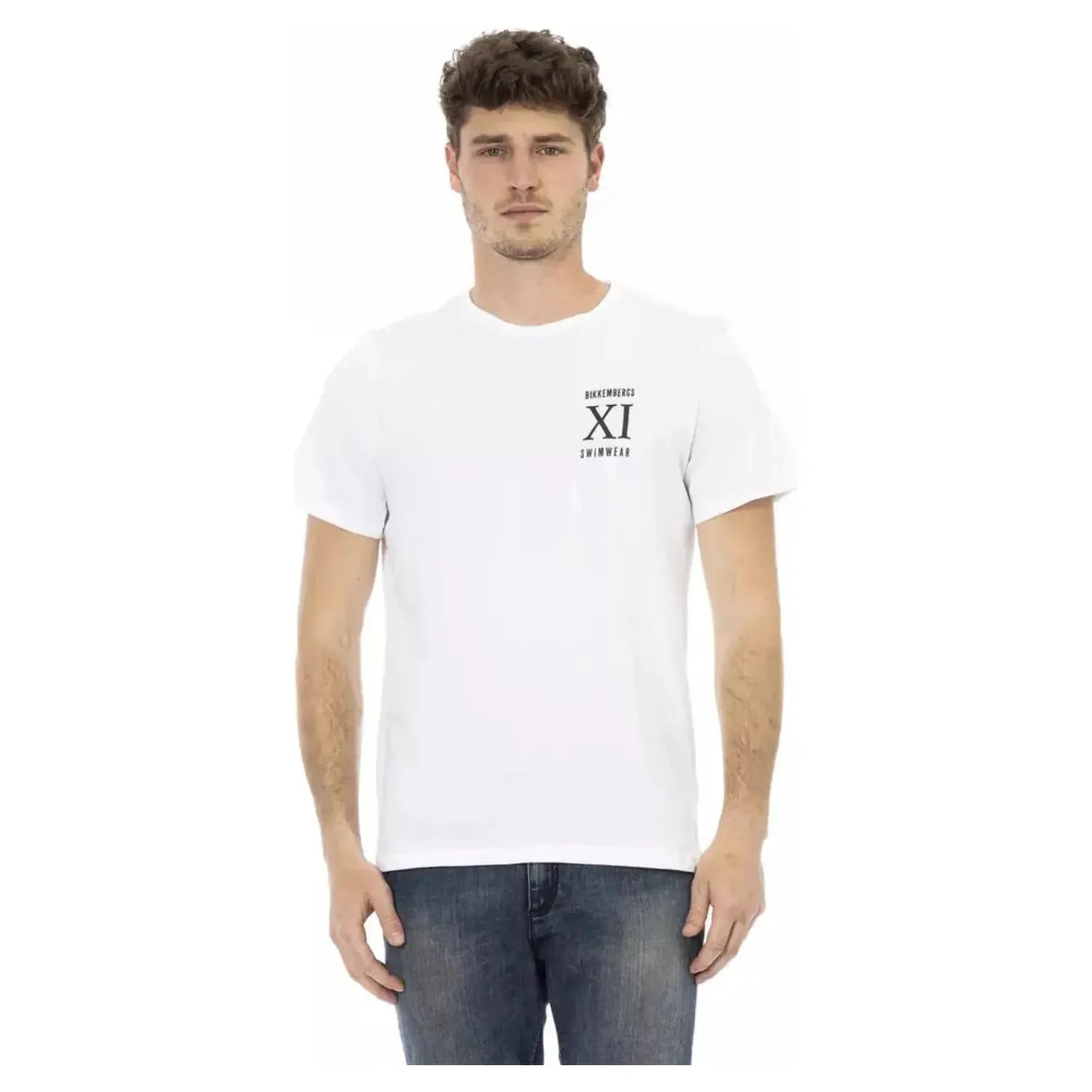 Bikkembergs Elegant White Front Print T-Shirt white-cotton-t-shirt-7