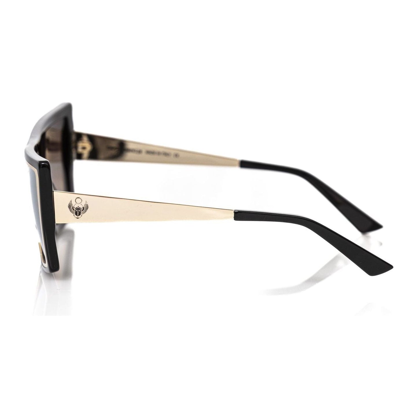 Frankie Morello Elegant Black and Gold Square Sunglasses black-acetate-sunglasses-5