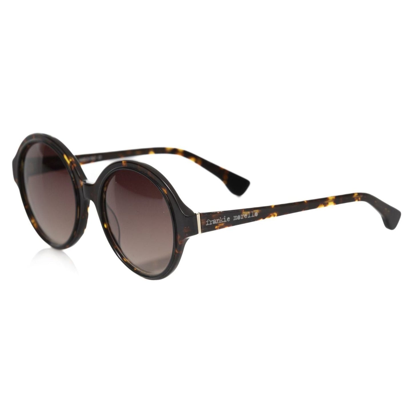 Frankie Morello Chic Black Turtle Pattern Round Sunglasses black-acetate-sunglasses-7