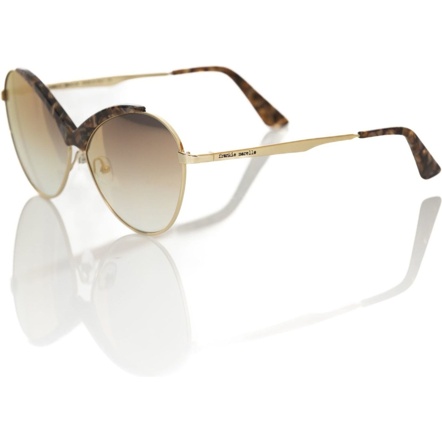 Frankie Morello Butterfly-Shaped Metallic Sunglasses beige-metallic-fibre-sunglasses