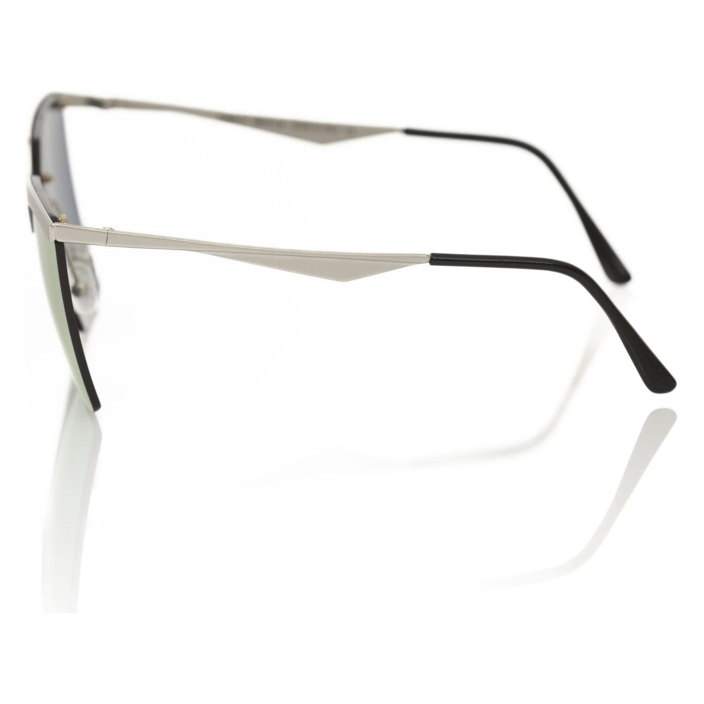 Frankie Morello Chic Silver Clubmaster Sunglasses with Shaded Lens silver-metallic-fibre-sunglasses-5