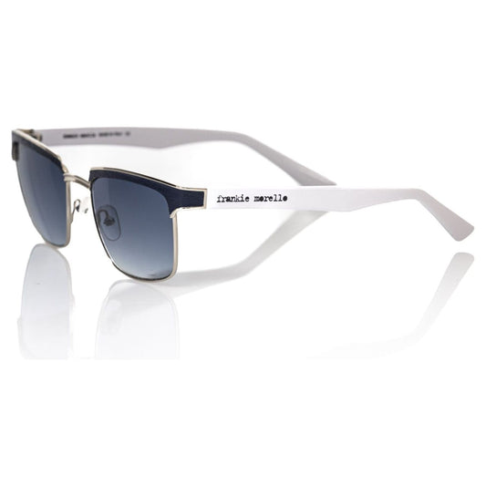 Frankie Morello Elegant Clubmaster Black Leather Sunglasses black-metallic-fibre-sunglasses-2