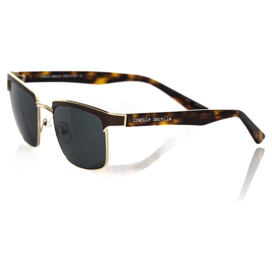 Frankie Morello Elegant Clubmaster Shaded Lens Sunglasses brown-metallic-fibre-sunglasses