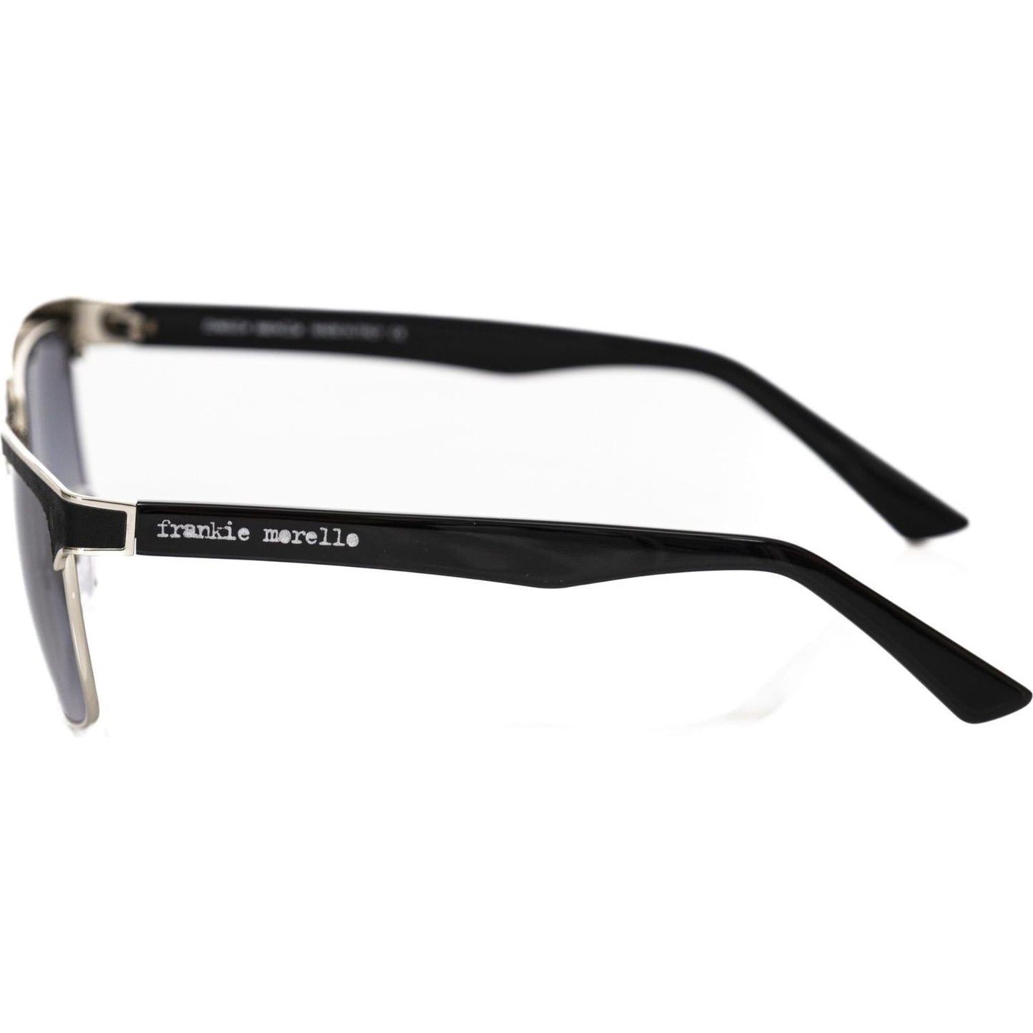 Frankie Morello Sleek Clubmaster Silhouette Sunglasses black-metallic-fibre-sunglasses-1