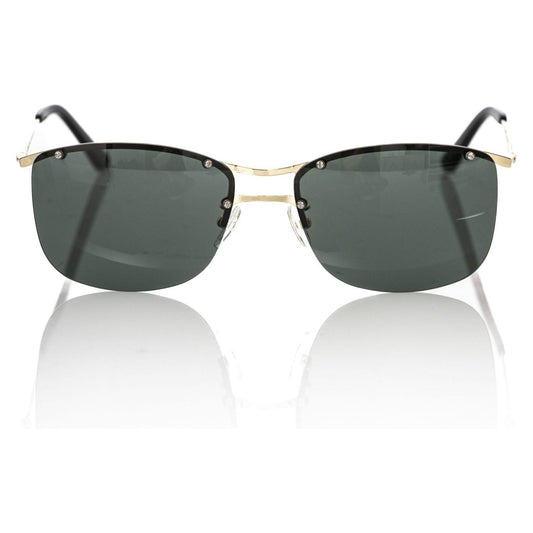 Frankie Morello Gold Accent Clubmaster Sunglasses black-metallic-fibre-sunglasses