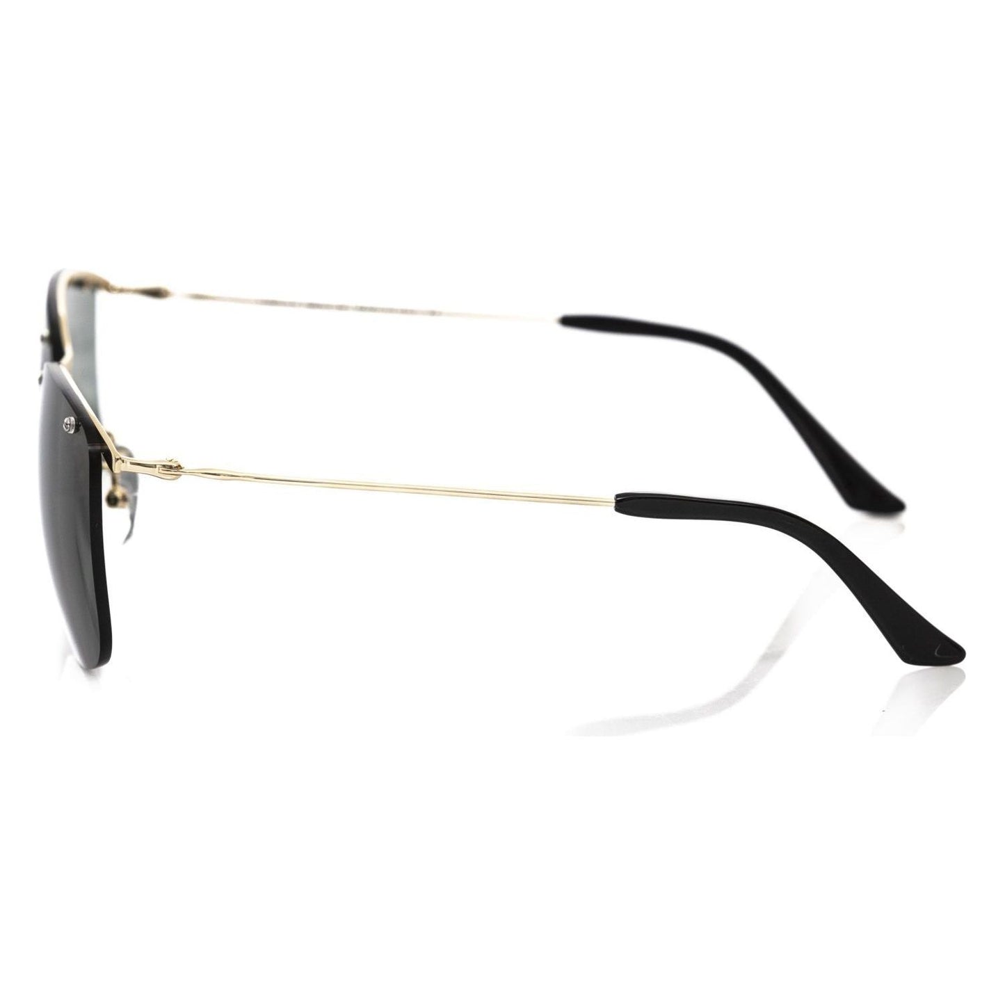 Frankie Morello Gold Accent Clubmaster Sunglasses black-metallic-fibre-sunglasses