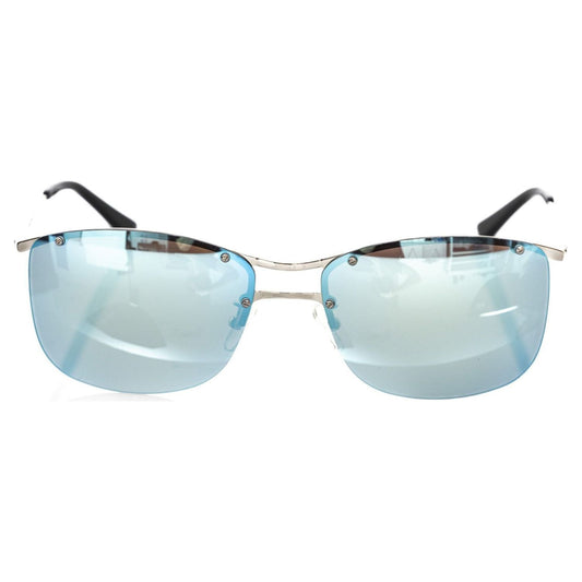 Frankie Morello Silver Clubmaster Mirrored Sunglasses silver-metallic-fibre-sunglasses-1