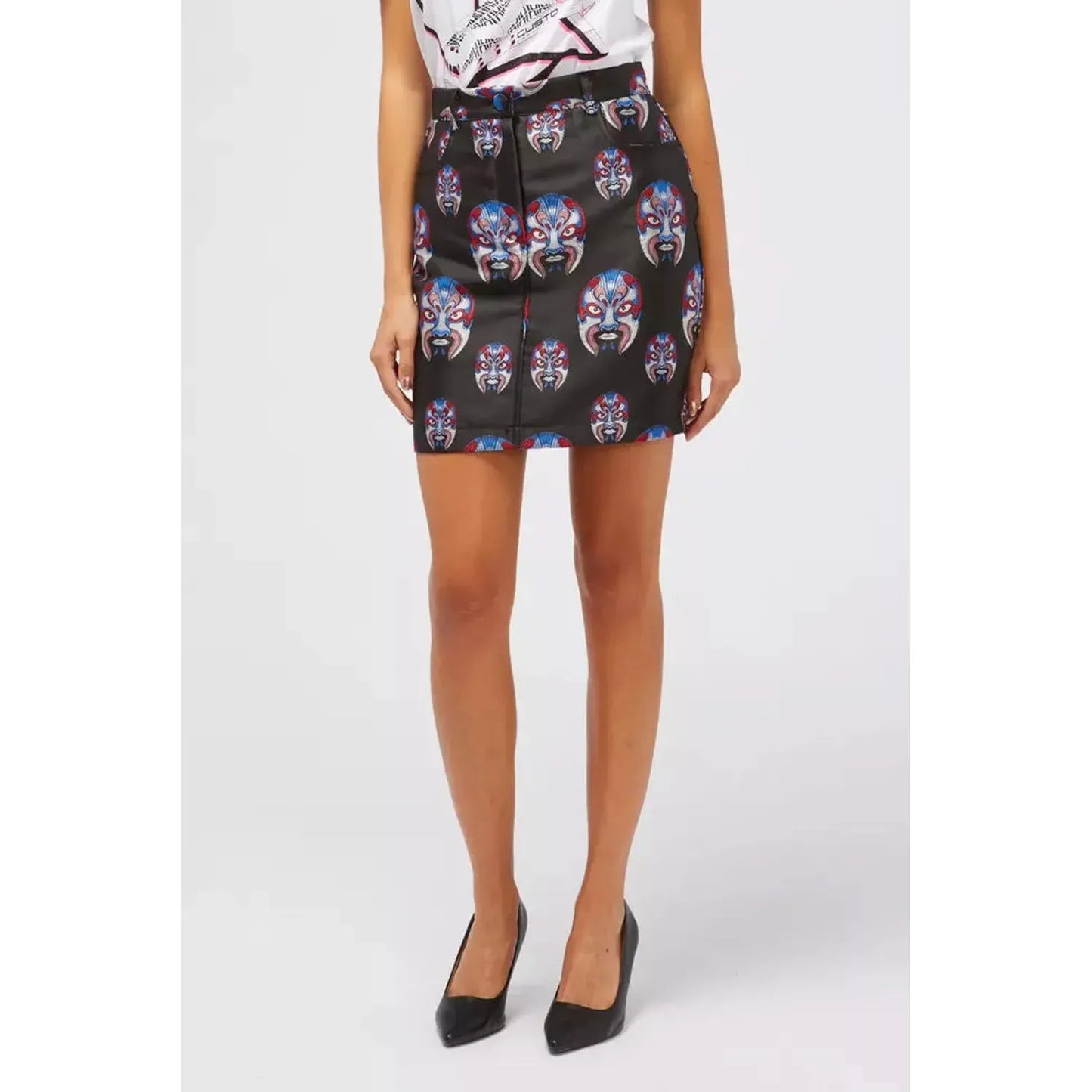 Custo Barcelona Oriental Fantasy Buttoned Skirt black-polyester-skirt-4
