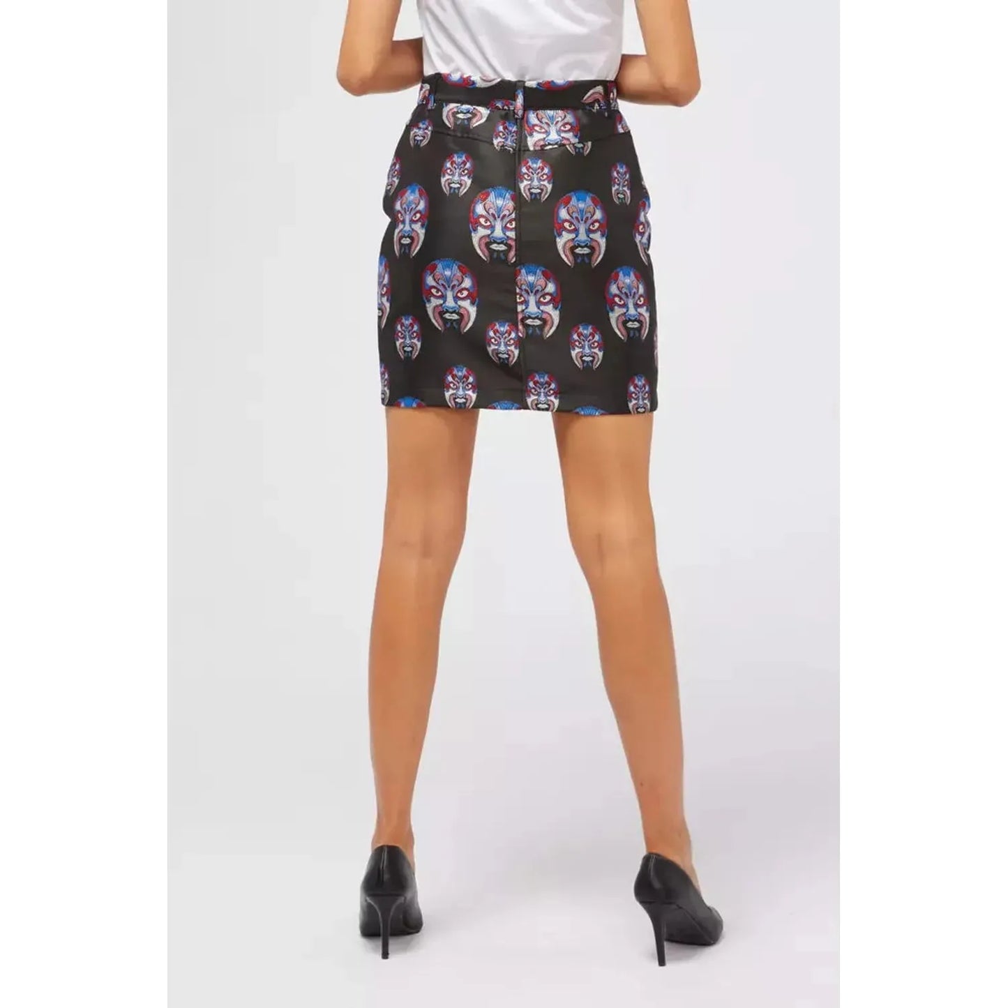 Custo Barcelona Oriental Fantasy Buttoned Skirt black-polyester-skirt-4