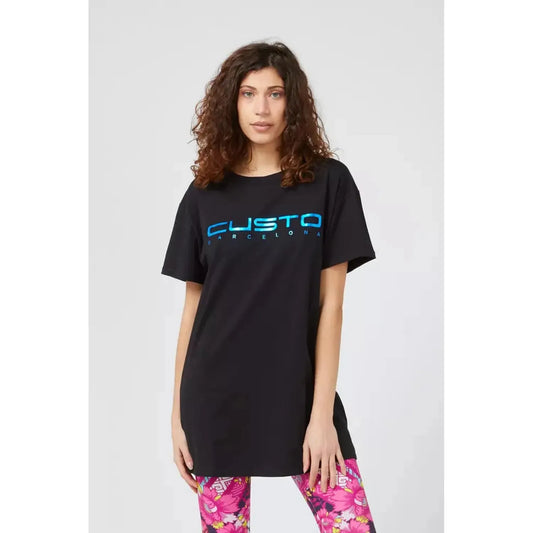 Custo Barcelona Oversized Cotton Tee with Bold Front Print blue-cotton-tops-t-shirt-3