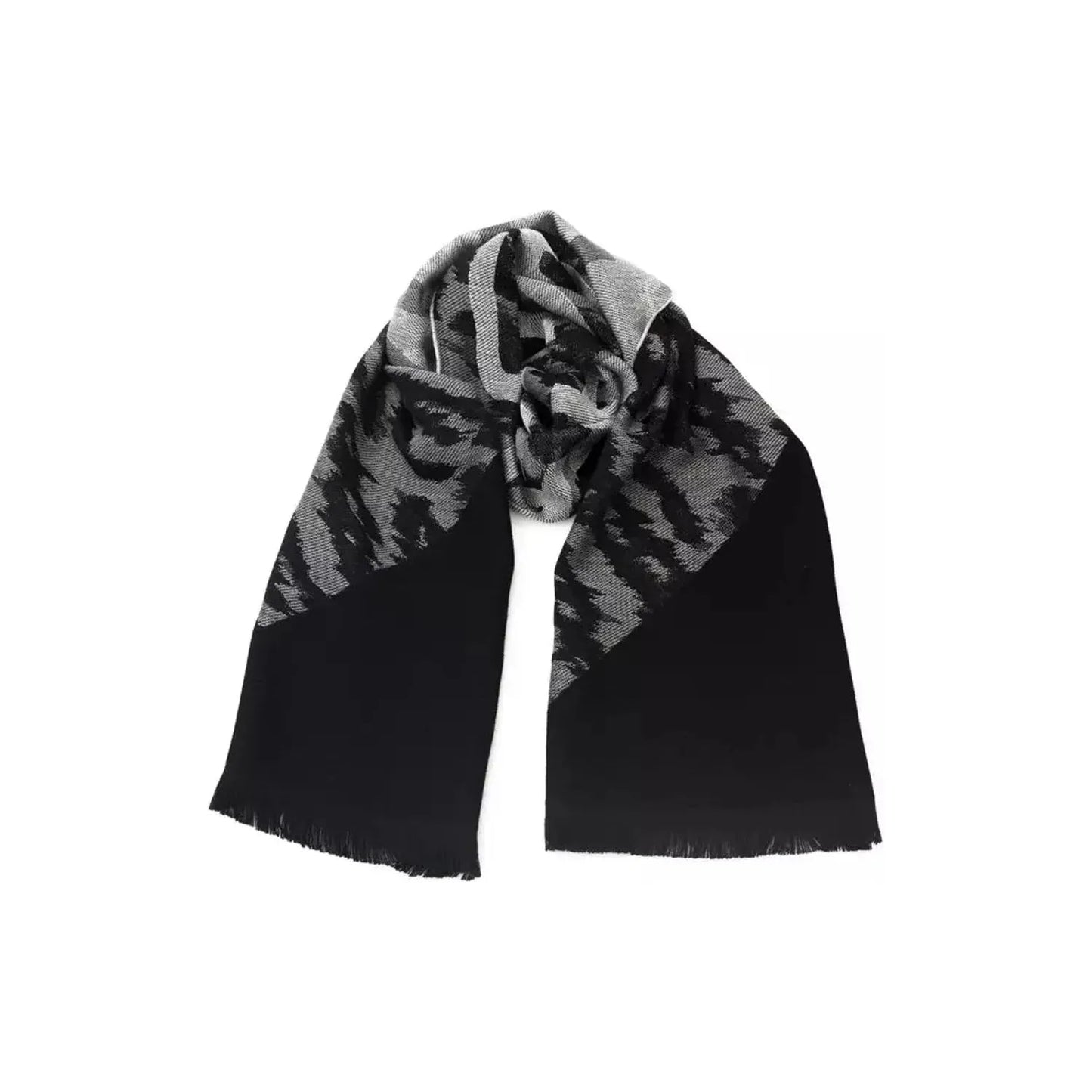 Cavalli Class Elegant Animalier Fantasy Wool-Blend Scarf Scarves grey-wool-scarf