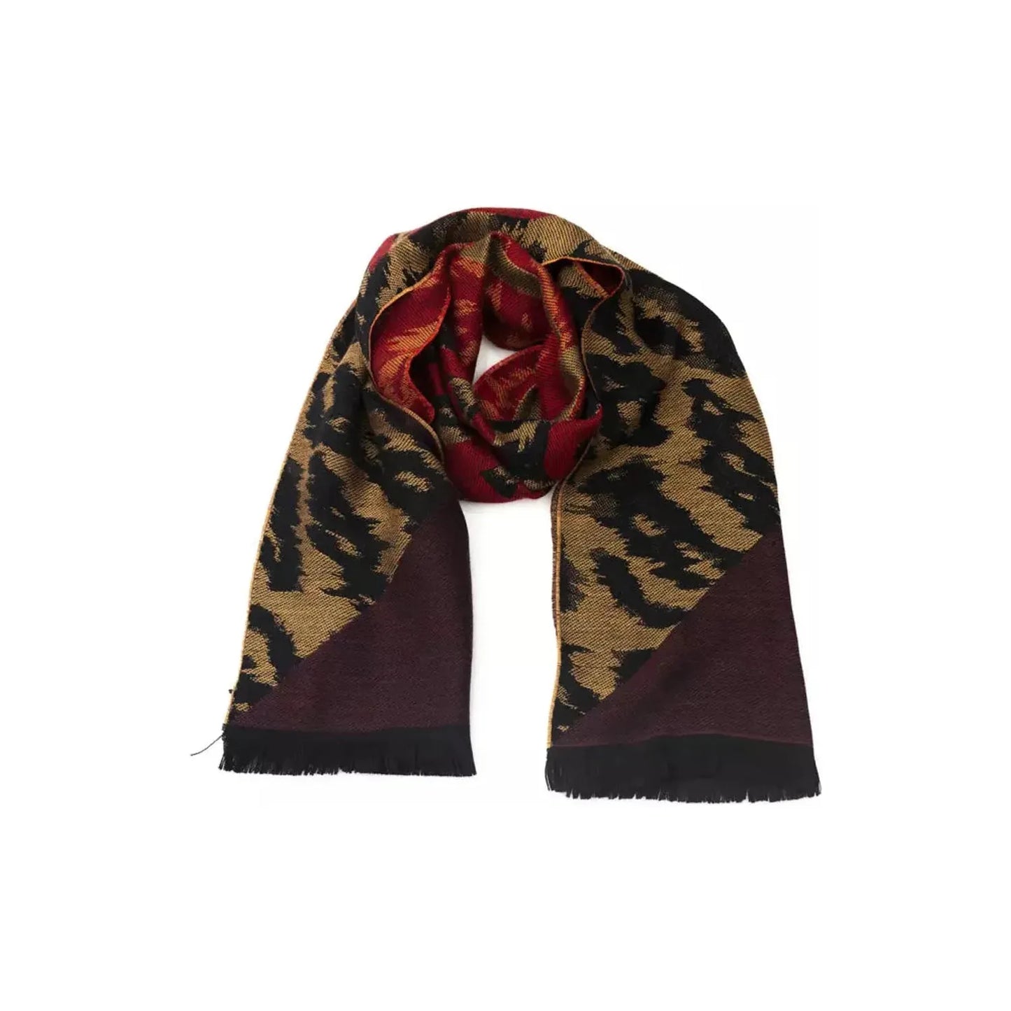 Cavalli Class Exotic Animalier Fantasy Logo Scarf Scarves brown-wool-scarf-1