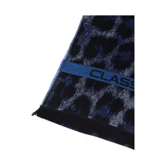 Cavalli Class Animalier Fantasy Logo Luxury Scarf Scarves blue-wool-scarf-1