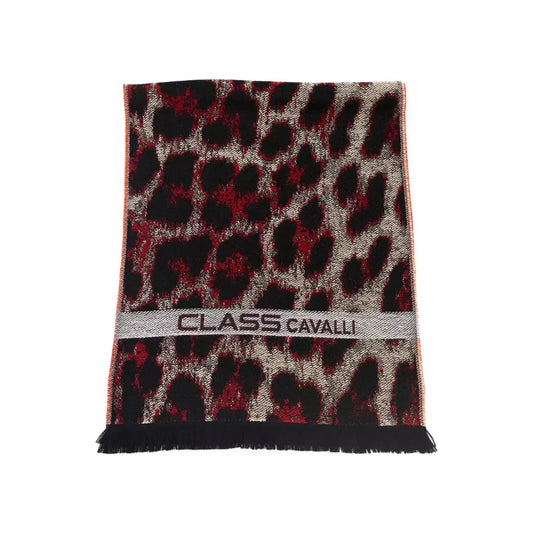 Cavalli Class Burgundy Animalier Fantasy Logo Scarf Scarves burgundy-wool-scarf