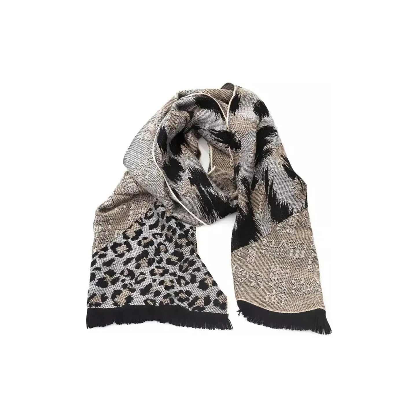 Cavalli Class Chic Animalier Wool-Blend Scarf Scarves beige-wool-scarf