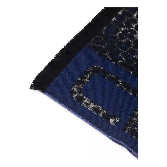 Cavalli Class Elegant Cavalli Class Animalier Scarf Scarves blue-wool-scarf