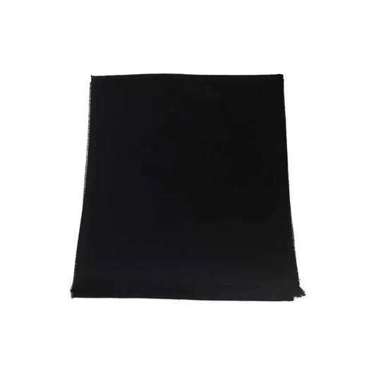 Philipp Plein Elegant Fringed Logo Scarf in Black Wool Wrap Shawl Scarf black-wool-scarf-3 product-22229-2037279069-28-72eb4ab8-eee.webp