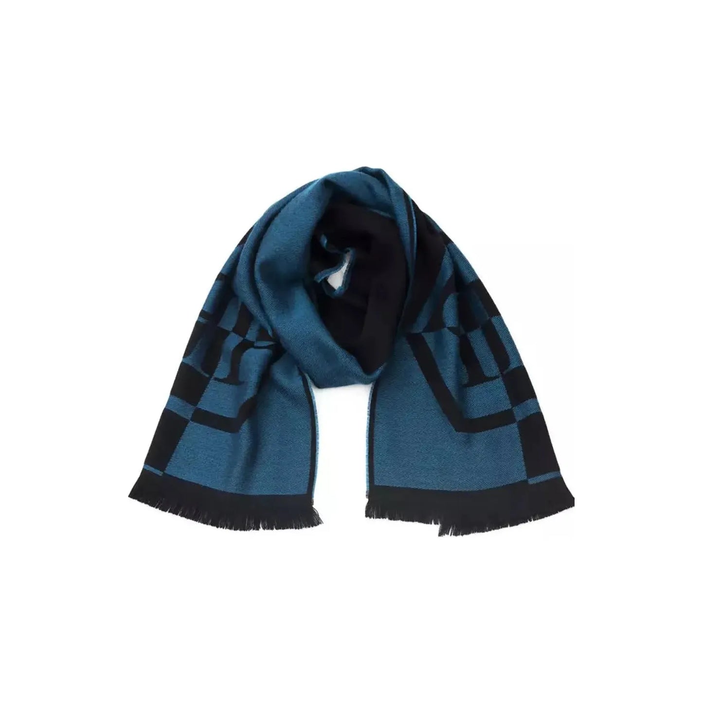 Philipp Plein Elegant Fringed Blue Wool-Blend Scarf Wool Wrap Shawl Scarf blue-wool-scarf-6 product-22232-1152102279-26-94879efd-976.webp