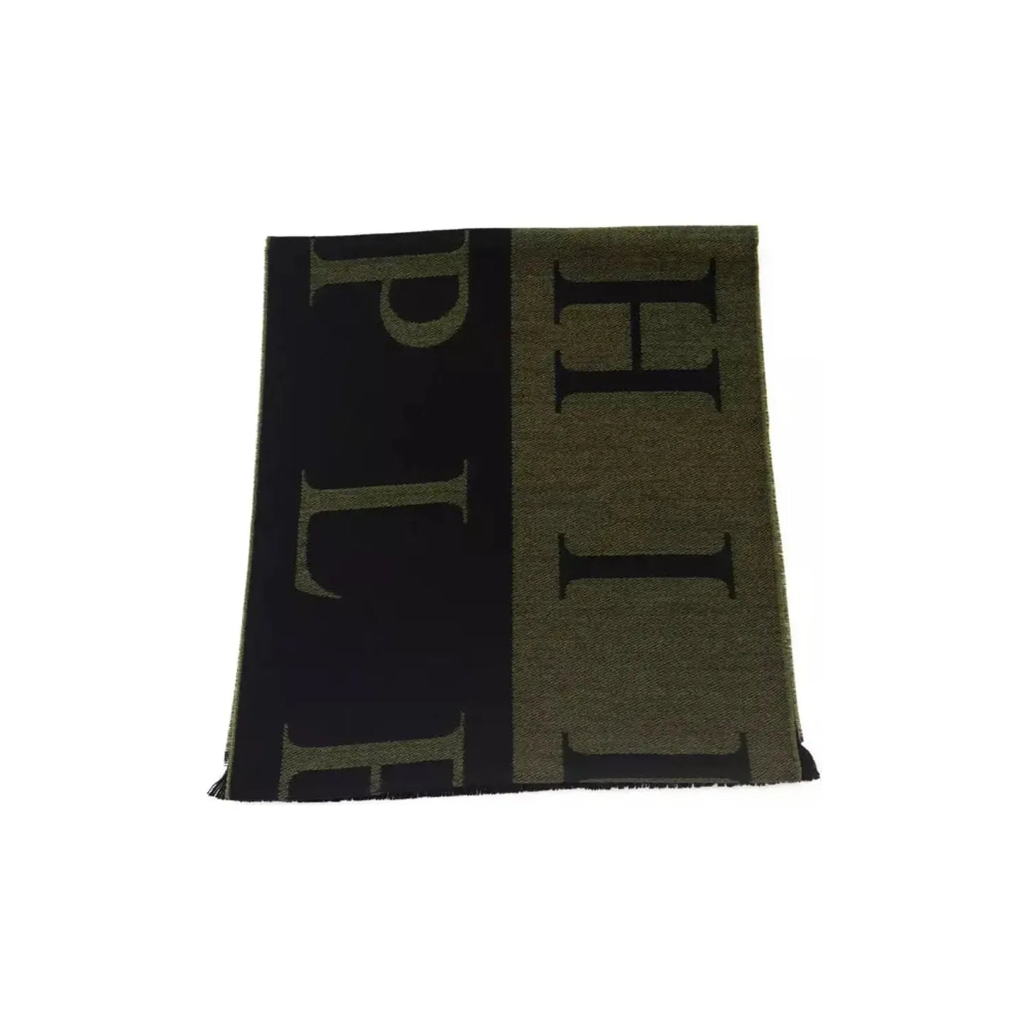 Philipp Plein Elegant Green Fringed Scarf Wool Wrap Shawl Scarf green-wool-scarf