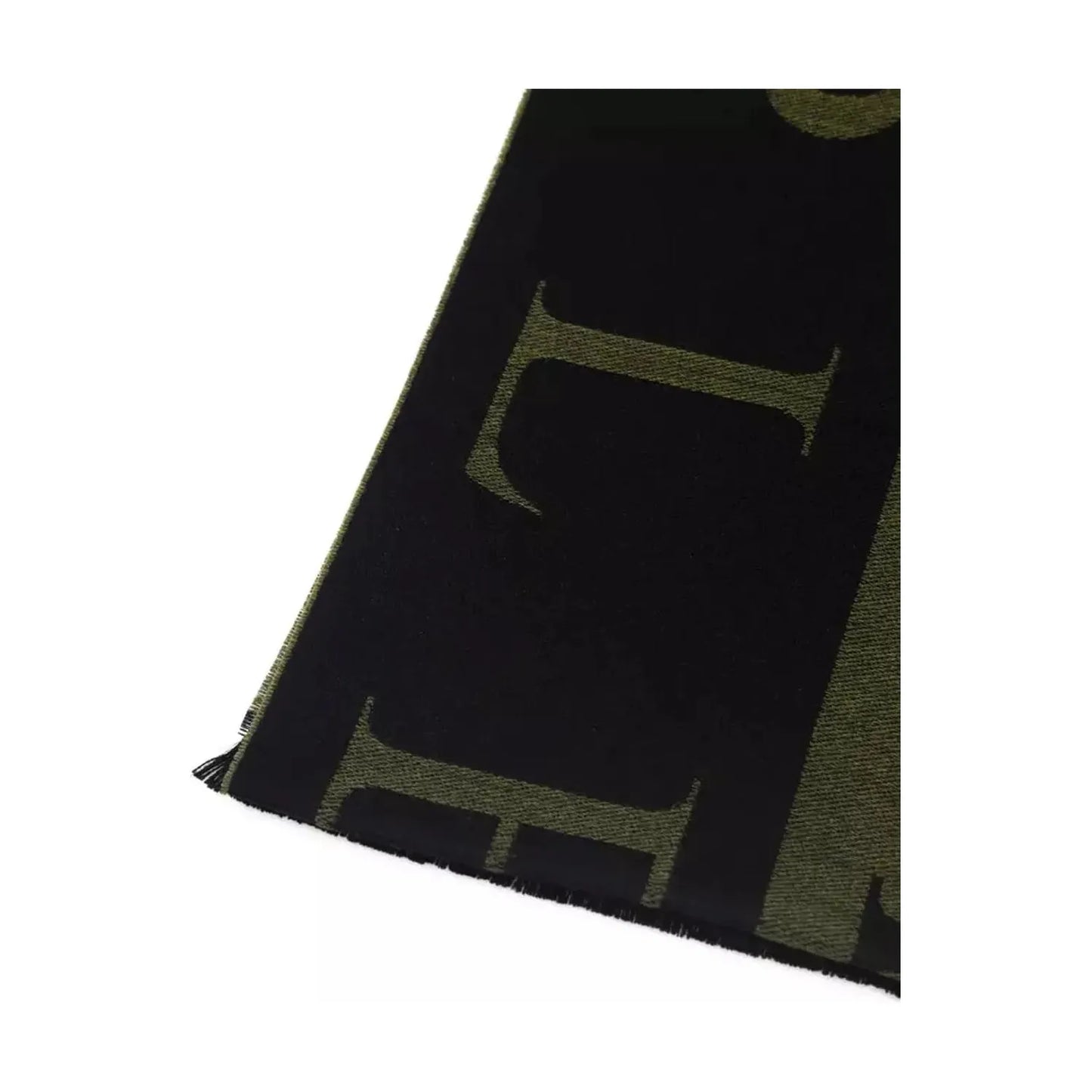 Philipp Plein Elegant Green Fringed Scarf Wool Wrap Shawl Scarf green-wool-scarf