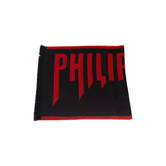 Philipp Plein Elegant Fringed Red Scarf Wool Wrap Shawl Scarf red-wool-scarf-1