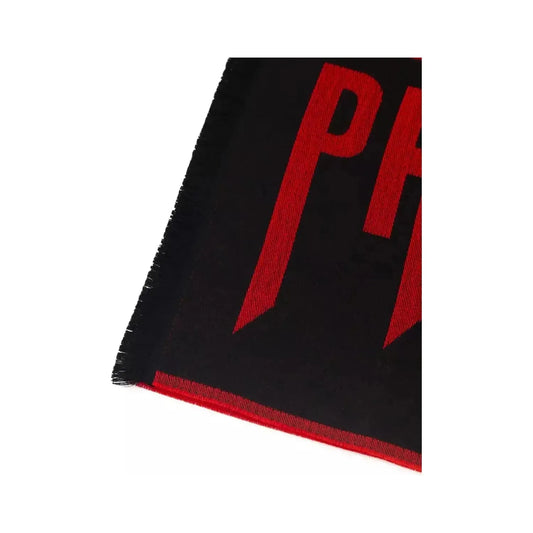 Philipp Plein Elegant Fringed Red Scarf Wool Wrap Shawl Scarf red-wool-scarf-1