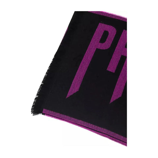 Philipp Plein Elegant Purple Wool-Blend Scarf Wool Wrap Shawl Scarf violet-wool-scarf-1
