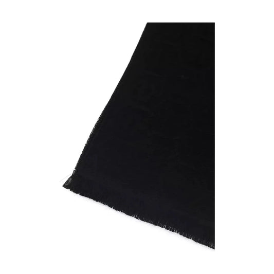 Philipp Plein Monogrammed Fringe Scarf in Luxe Wool Blend Wool Wrap Shawl Scarf black-wool-scarf-2