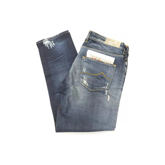 Jacob Cohen Elegant Straight Leg Jeans with Chic Rips blue-cotton-jeans-pant-47