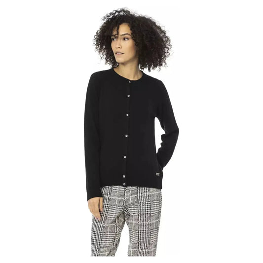 Baldinini Trend Elegant Long Sleeve Monogram Sweater black-wool-sweater-7