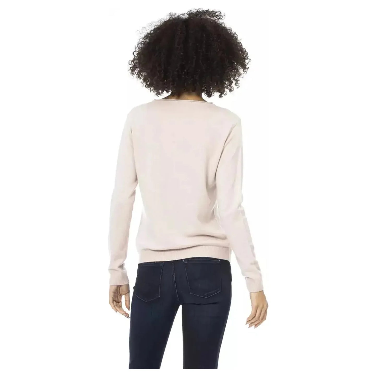 Baldinini Trend Chic Pink Crew Neck Wool-Blend Sweater pink-wool-sweater