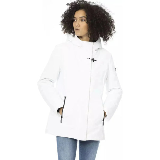 Baldinini Trend Sleek White Down Jacket with Adjustable Hood white-polyester-jackets-coat-3