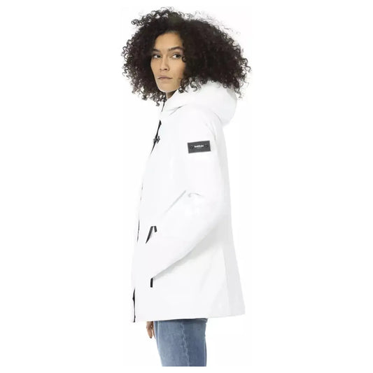 Baldinini Trend Sleek White Down Jacket with Adjustable Hood white-polyester-jackets-coat-3