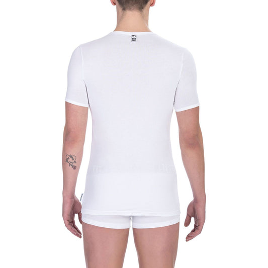 Bikkembergs Sleek White V-Neck Tee for the Modern Man white-cotton-t-shirt-33