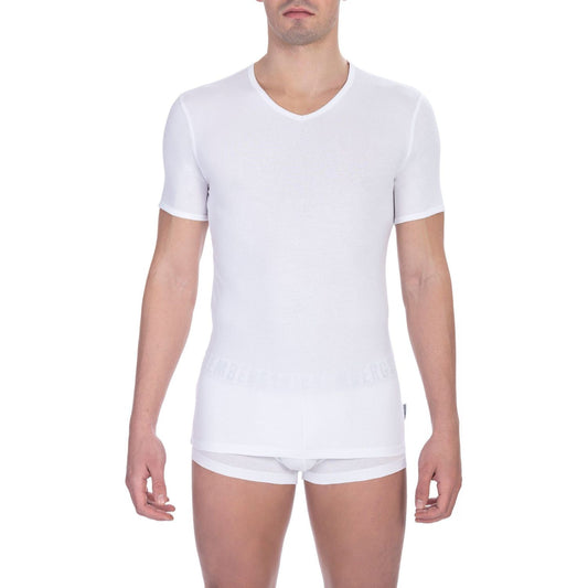 Bikkembergs Sleek White V-Neck Tee for the Modern Man white-cotton-t-shirt-33