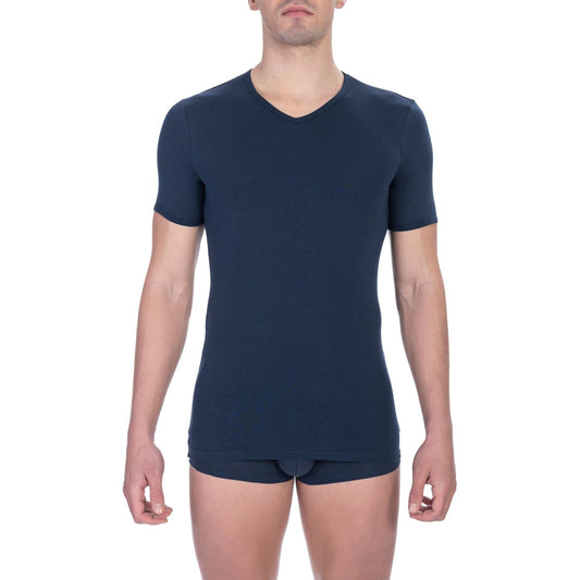 Bikkembergs Elegant V-Neck T-Shirt in Blue blue-cotton-t-shirt-29 product-22368-2087872587-scaled-af9a81e7-45a.jpg