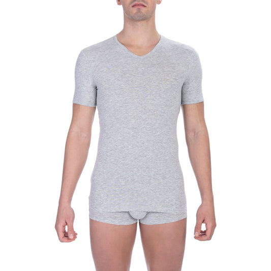 Bikkembergs Elegant V-Neck Cotton Blend Tee gray-cotton-t-shirt-13 product-22369-1509300927-scaled-534df307-d49.jpg