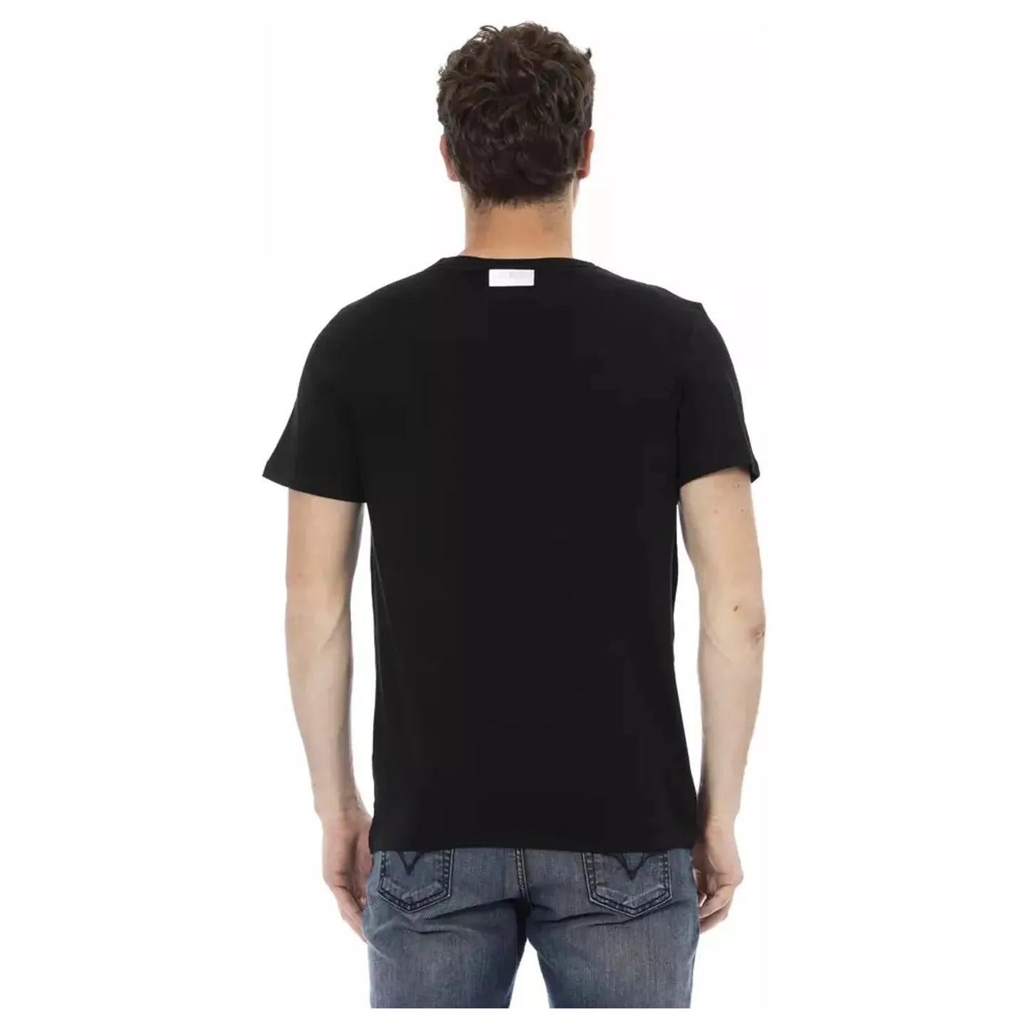 Bikkembergs Sleek Black Cotton Tee with Bold Front Print black-cotton-t-shirt-6