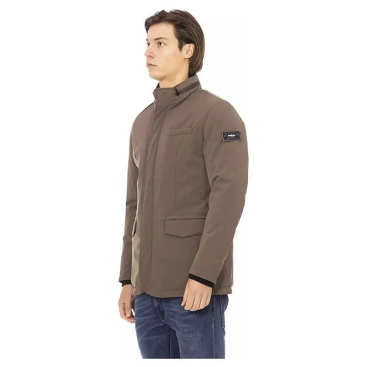 Baldinini Trend Elegant Brown Zip-Front Monogram Jacket beige-polyester-jacket-1 product-22402-494189125-18-d1a49fc7-33e.webp