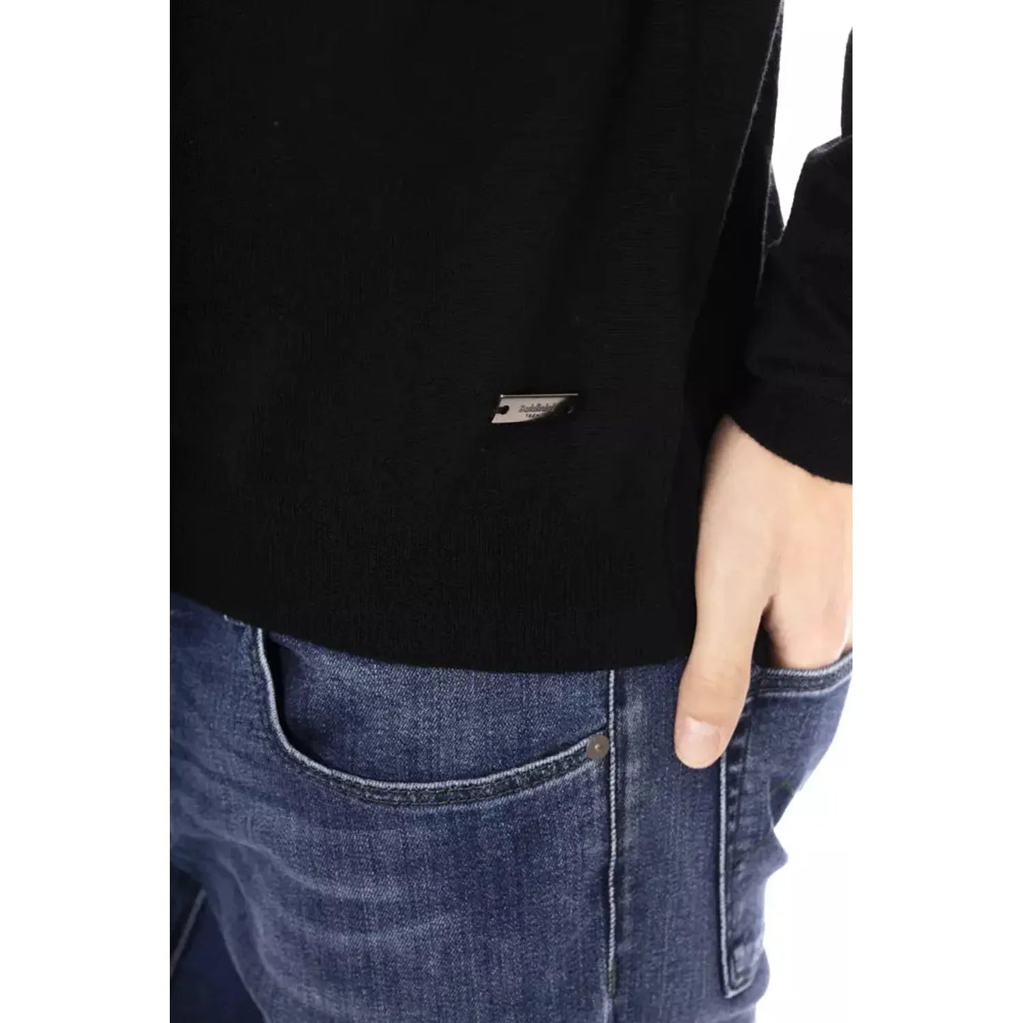 Baldinini Trend Elegant Turtleneck Monogram Sweater black-sweater-1