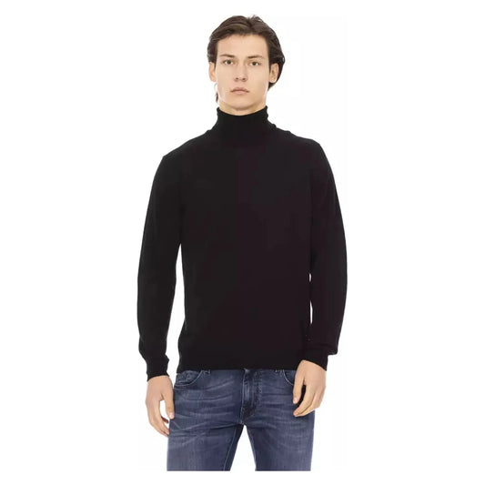 Baldinini Trend Elegant Turtleneck Monogram Sweater black-sweater-1