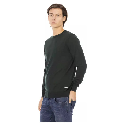 Baldinini Trend Elegant Green Crewneck Monogram Sweater green-sweater-1
