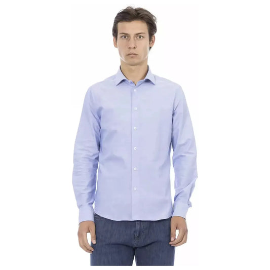 Baldinini Trend Elegant Light Blue Cotton Shirt light-blue-cotton-shirt-7