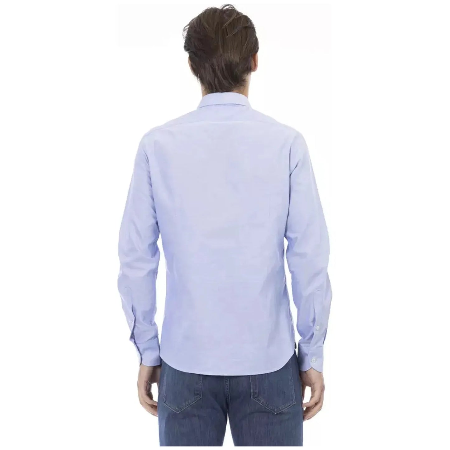 Baldinini Trend Elegant Light Blue Cotton Shirt light-blue-cotton-shirt-7