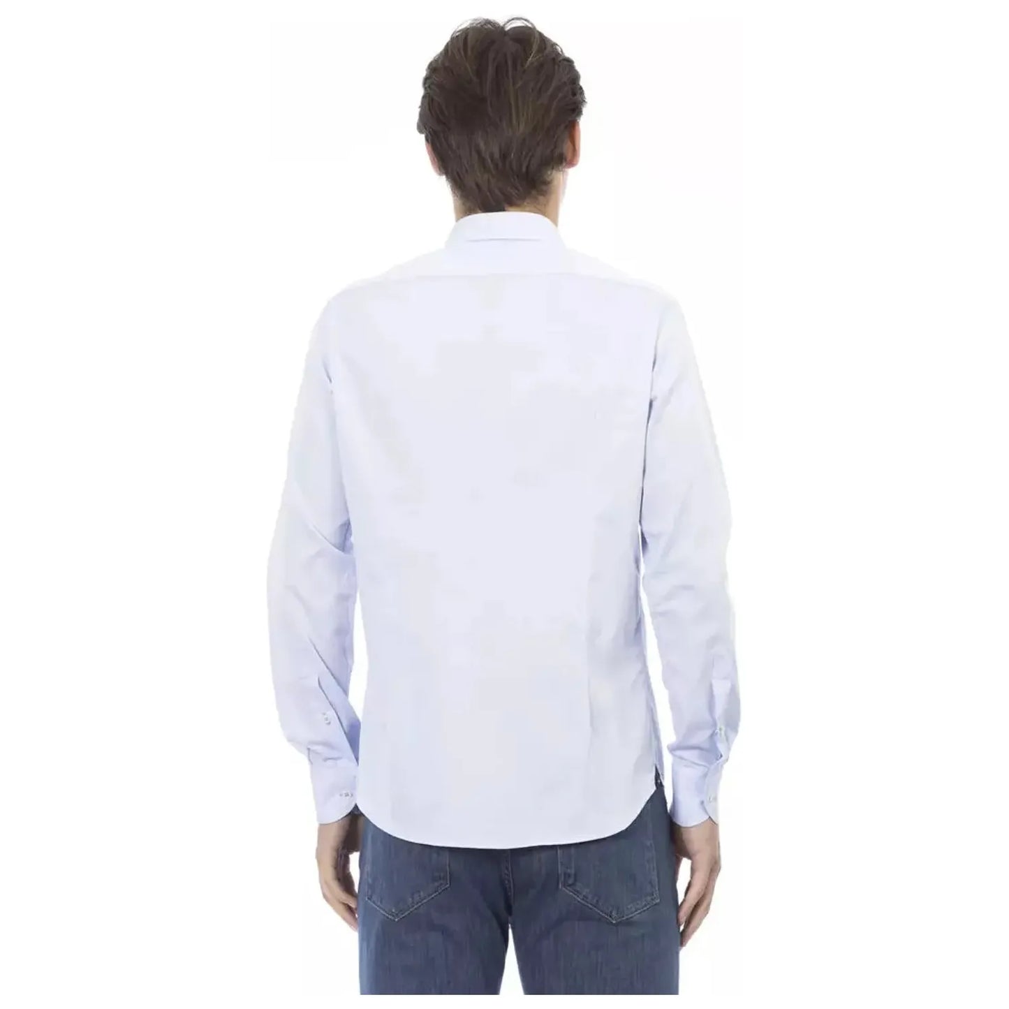 Baldinini Trend Elegant Slim Fit Light Blue Cotton Shirt light-blue-cotton-shirt-5