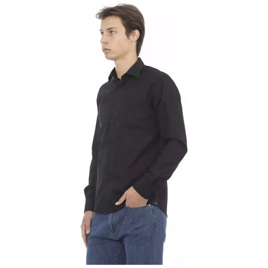 Baldinini Trend Elegant Black Slim Fit Cotton Shirt black-cotton-shirt