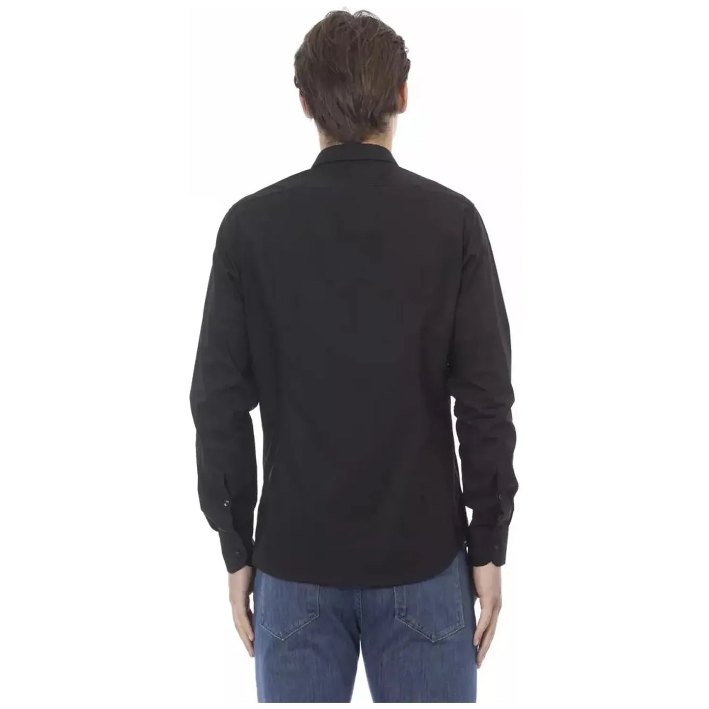Baldinini Trend Elegant Black Slim Fit Cotton Shirt black-cotton-shirt